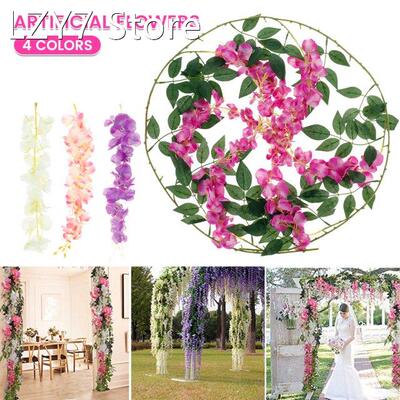 1.7M Artificial Flowers Vine Garland Wisteria Silk Artificia