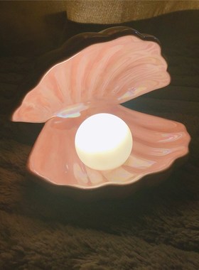 Ins Japanese Style Ceramic Shell Pearl Night Light Streamer