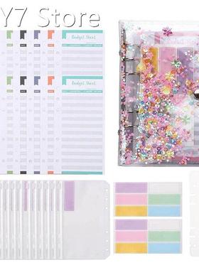 30 Pcs A6 Binder Budget Envelopes PVC Shell Sequins Notebook