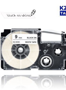 9mm Casio label tape Black on White compatible label tapes X