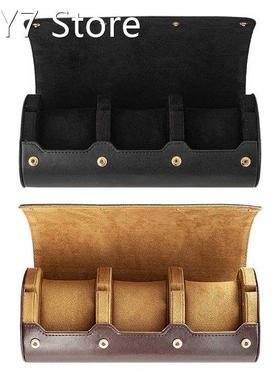 Portable 3 Slots Watch Roll Travel Case Chic Vintage Leather