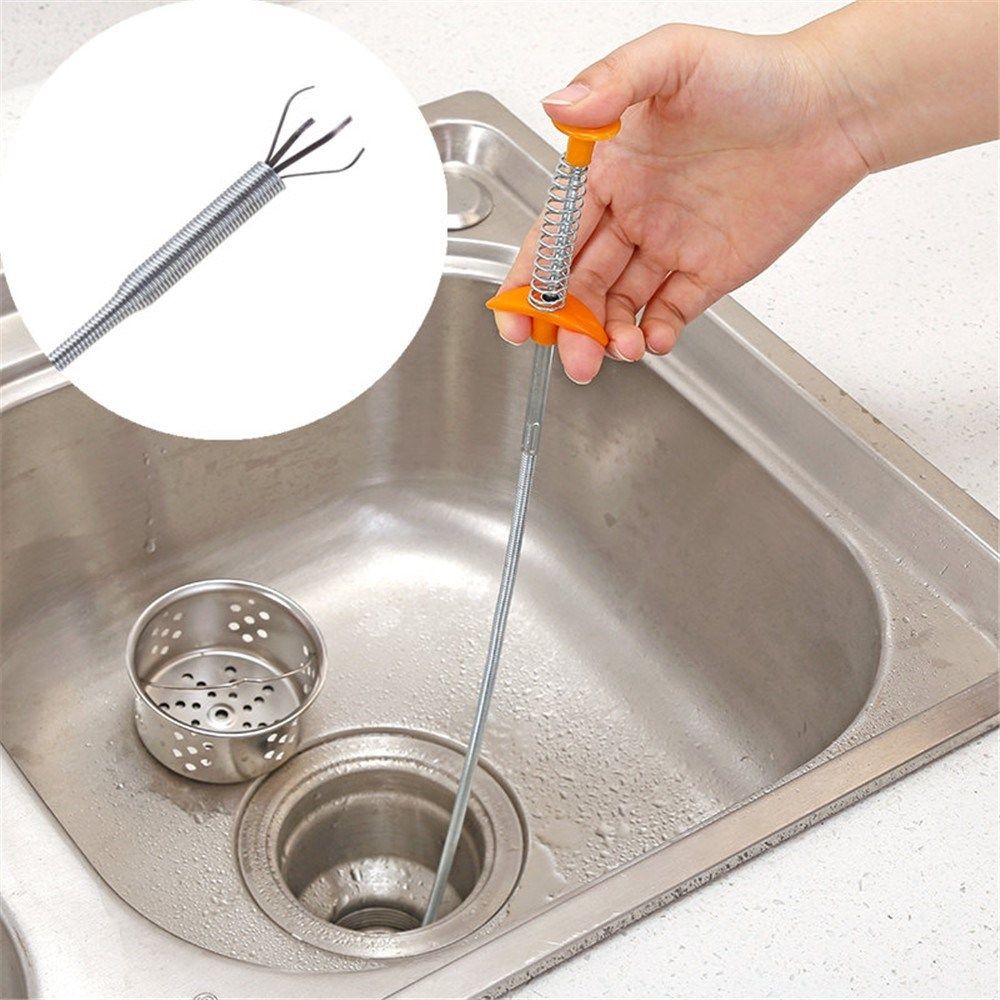 80cm kitchen sink cleaning hook sewer dredging device spring