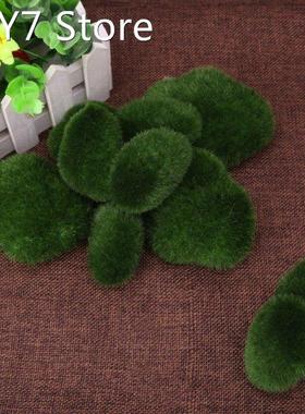 10pcs Green Artificial Moss Stones Grass Plant Poted Home Ga