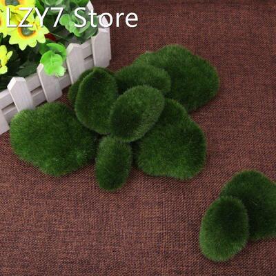 10pcs Green Artificial Moss Stones Grass Plant Poted Home Ga