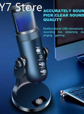RGB Condenser Microphone For Android IOS Laptop Computers US
