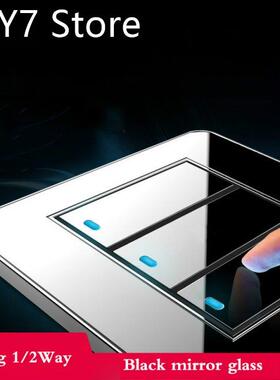 Tap the switch at any point Type 86 Black Mirror Glass 3Gang