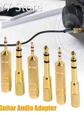 2sets Audio Adapter 6.35mm Male To 3.5mm Female AUX Cable Co