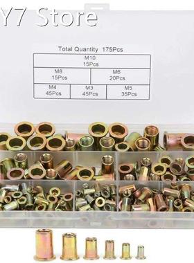 175Pcs Rivet Nut Color-Plated Zinc Steel M3/4/5/6/8/10 Metri
