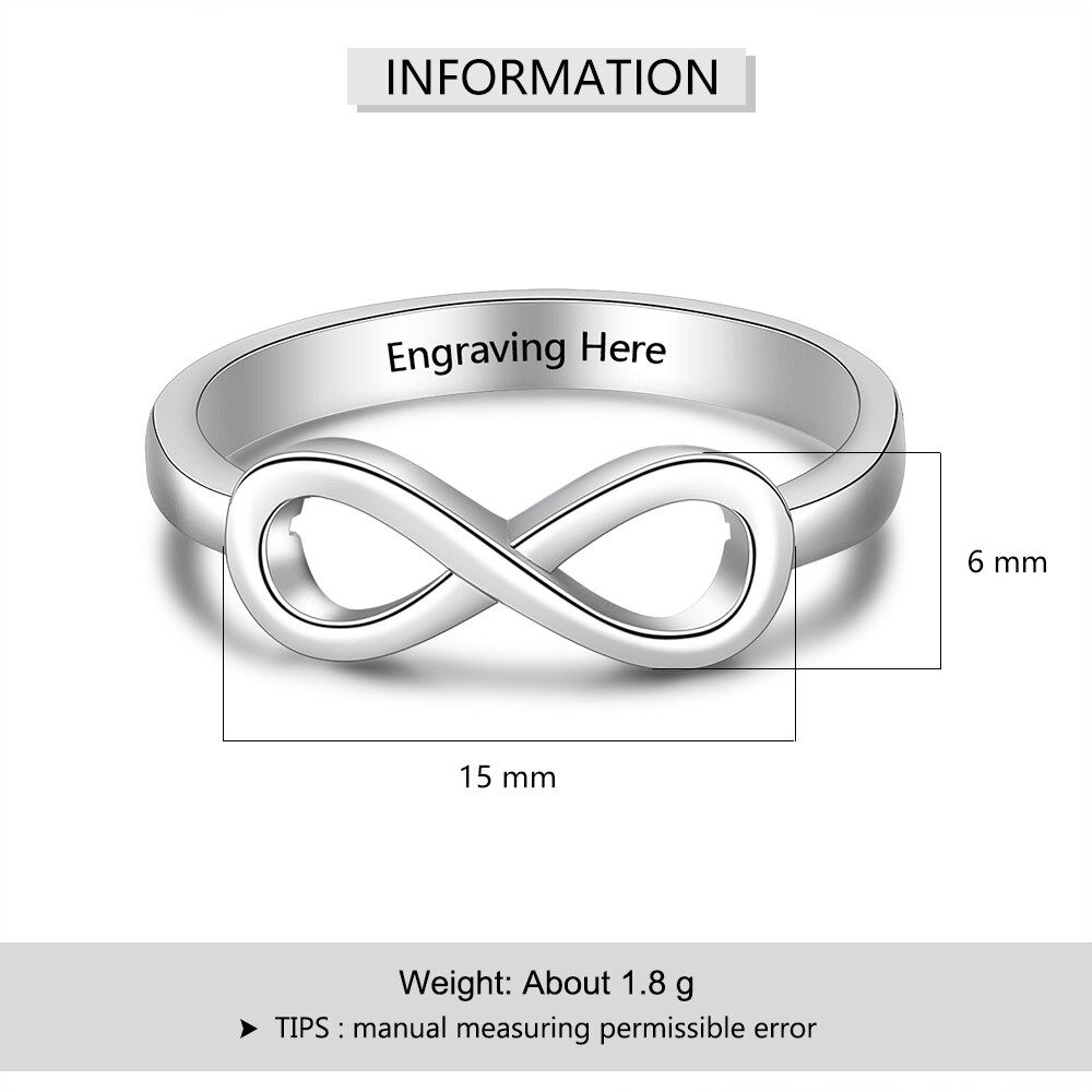 Custom Infinity Ring Personalized Infinity Ring 925 Sterling Silver Custom Name W_虎窝淘