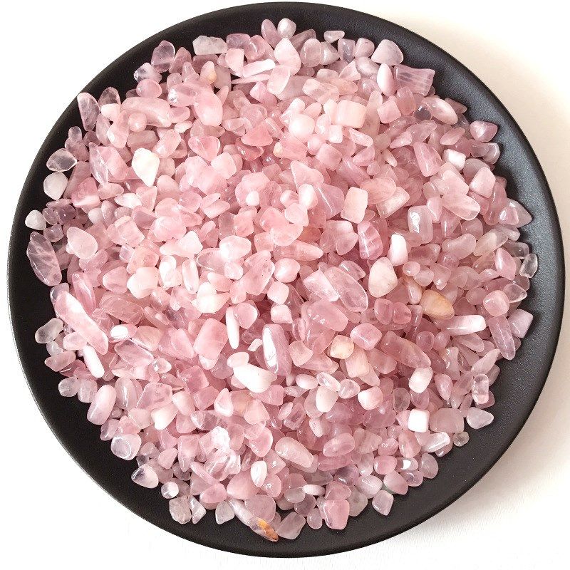natural pink rose quartz crystal stone rock chips lucky heal