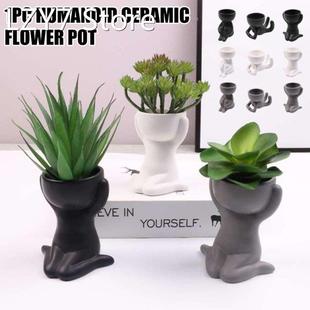 Humanoid Ceramic Flower Pot Vase Portrait Vase Fleshy Flower