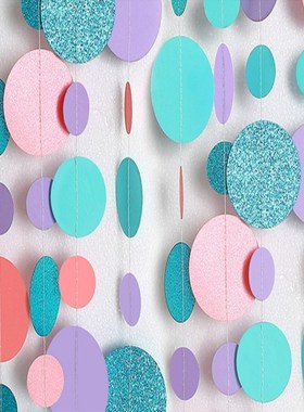 4m Glitter Round Ring Paper Garland Plant String Wall Hangin