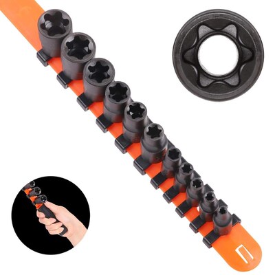 2020 SEDY 11 Pc Female E Torx Star Socket Set/Rail, Female