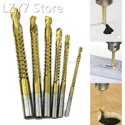1 Set 6 Pcs HSS Ti Step Drill Bits Woodworking Wood Metal Cu