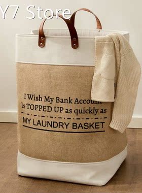 Household Laundry Basket Large Capacity Cotton Linen Dirty C