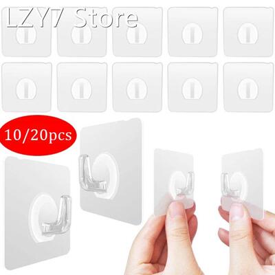 10/20pcs Self Adhesive Hooks Strong Sticky Heavy Duty Wall S