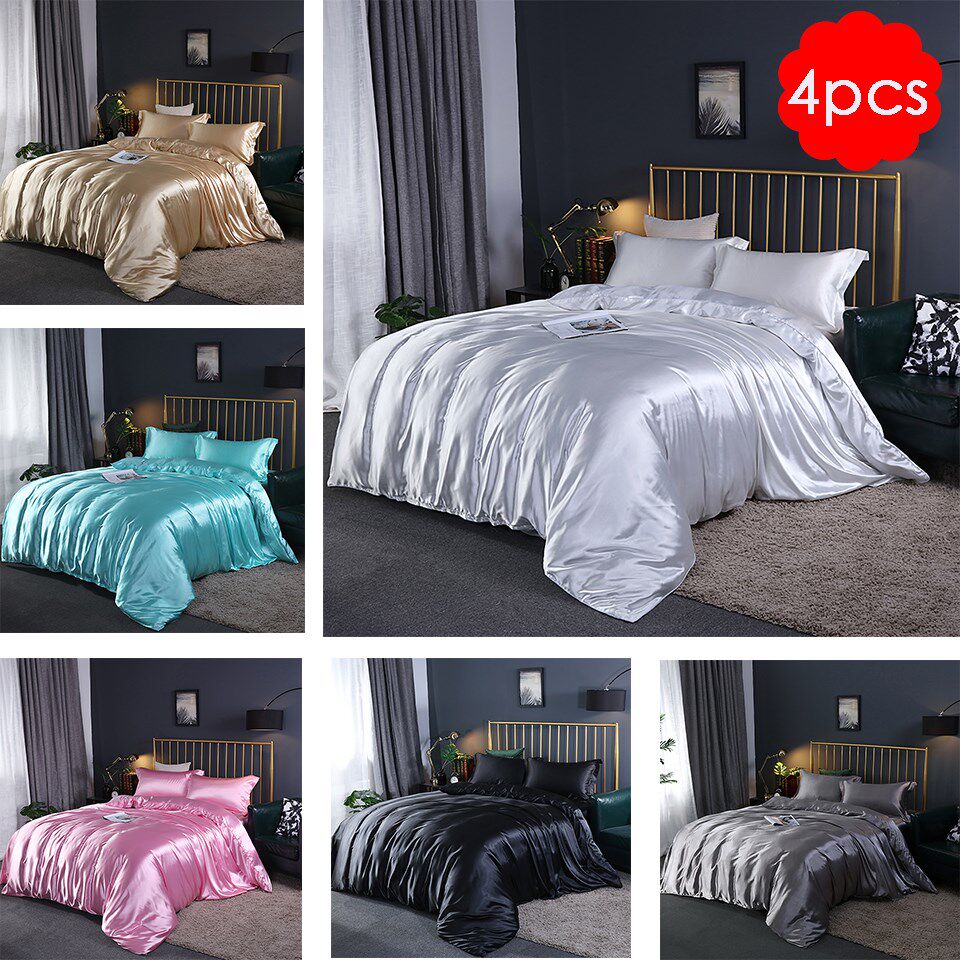 4pcs  satin silk comforter bedding  bedclothes duvet cov