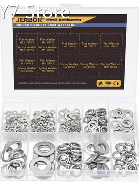360pcs Stainless Steel Flat Spring Washers M2.5 M3 M4 M5 M6