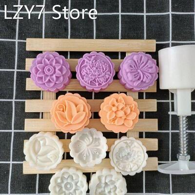 2022 New Plastic Mooncake Mold 50g Flower Stamp Cookie Cutte
