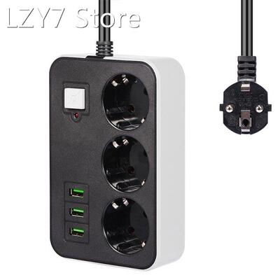 5M Extension Cord Power strip Socket EU Plug 3 USB Charging