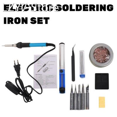 1set 60W Soldering Iron Kit With Solder Wire Tweezer Adjusta
