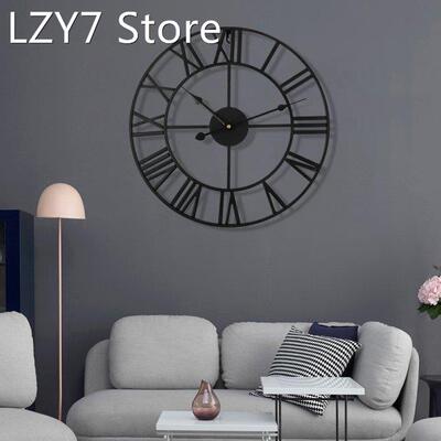 40cm 3D Wall Clock Retro Metal Roman Numeral Wall Clock Iron