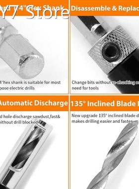 Self Centering Drill Bit Set, 17 PCS Hinge Center Drill Bit