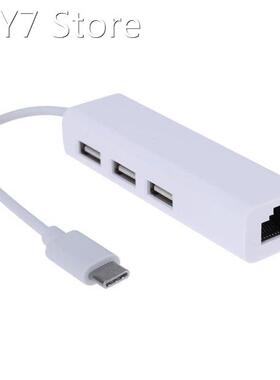 3 Ports USB HUB 3.0 Type C to Ethernet LAN RJ45 Adapter Wire