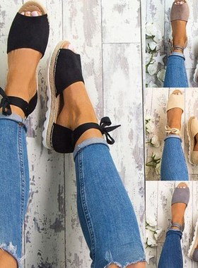 2018 strappy flat-heeled thick-soled hemp rope breathable sa