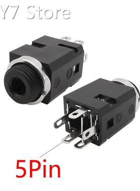 2/5Pcs 3.5mm 5 Pin Vertical Female Socket Connector With Nut