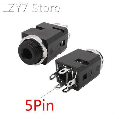 2/5Pcs 3.5mm 5 Pin Vertical Female Socket Connector With Nut