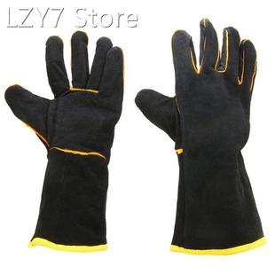 1 Pair Leather Welding Protection Gloves Heavy Duty Black Mi