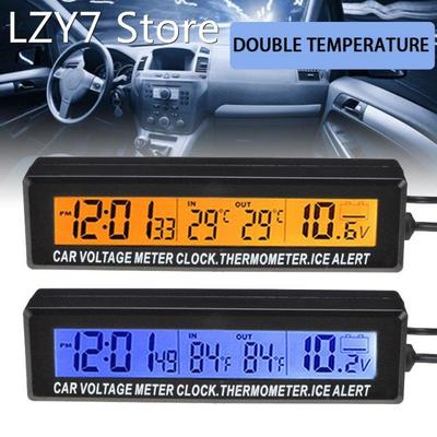 1Pc 3 in1 Car Digital LCD Clock & Indoor and Outdoor Tem