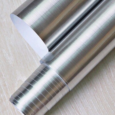 60cm X 3M Gold Silver Brushed Metal Texture Contact Paper Fi