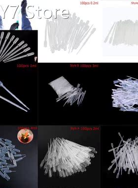 100Pcs 0.2/0.5/1/3/4ML Pipettes Plastic Disposable Graduated