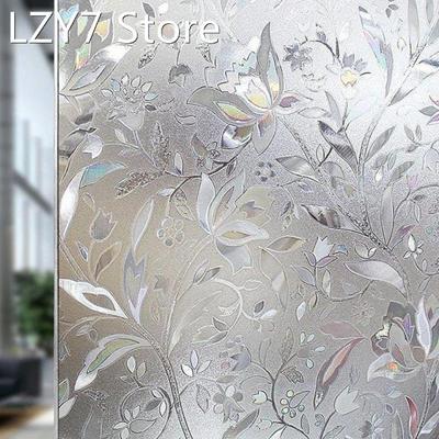 Flower Pattern Privacy Window Film Frosted 3D Static Decorat