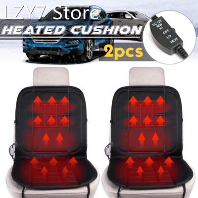 2PCS Winter Heated Car Front Seat Covers 12V Electric Heat S