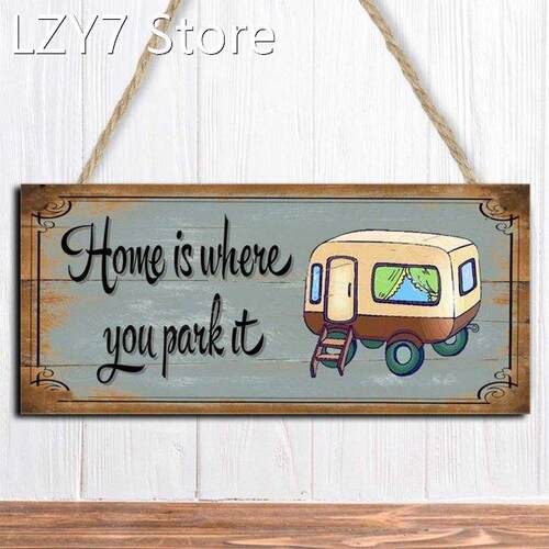 Vintage Sign Plaque Shabby Chic Home Is Where You Park It Re