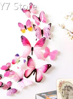 12pcs 3D Cute Butterfly Rainbow Wall Stickers Colorful Decal