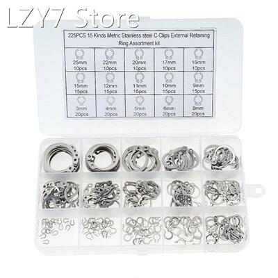 225PCS/BOX 3-25mm 304 Stainless Steel Internal Circlip Retai
