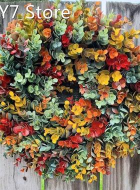 11.8 Inch Fall Eucalyptus Farmhouse Wreath Front Door Hangin