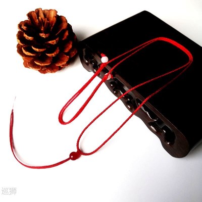 Red rope necklace pendant rope hand woven simple thin jade p