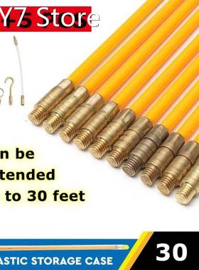 15Pcs 4mm 30FT Connectable Fiberglass Running Cable Wire Kit