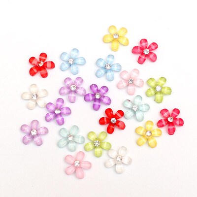 50Pcs 10x10mm Mixed Resin Flowers Cabochon Flatback Embelli