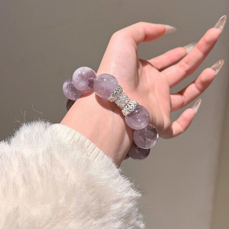 紫梦星河灰紫兔毛水晶手串女轻奢设计高级感串珠紫气东来招财手链