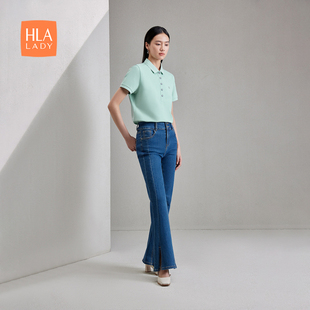 通勤职业刺绣上衣女装 HLA 24春夏新款 海澜之家透气清新短袖 POLO衫