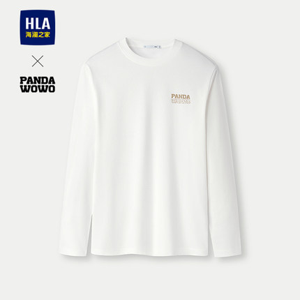 HLA/海澜之家panda wowo熊猫长袖T恤25春秋新款时尚印花上衣男