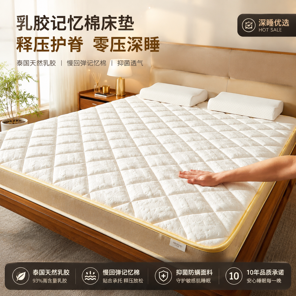月桐衫乳胶记忆棉护腰椎榻榻米垫