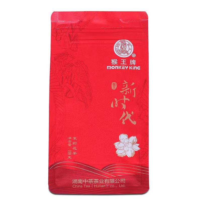 中茶猴王牌新时代100克立袋装茉莉花茶2023新茶浓香型茶叶散装