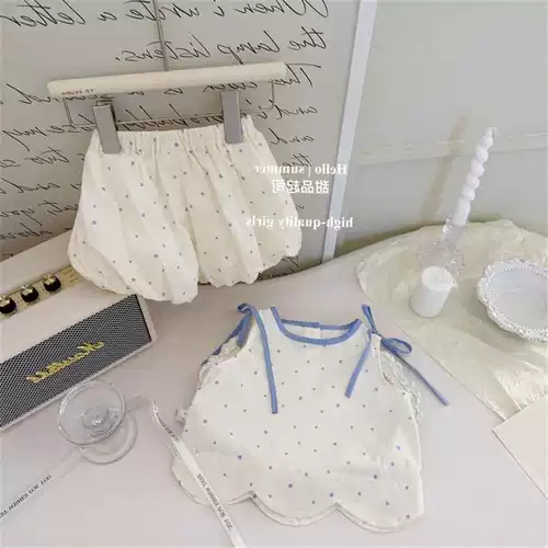 Летняя одежда, свежий летний комплект для девочек, летняя детская тонкая майка, шорты, детская одежда